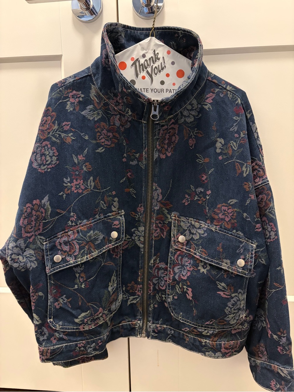 Denim Floral Patterned Jackef